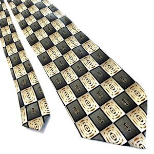 Croft & Barrow Green Beige Silk Tie Woven Wide Check‎